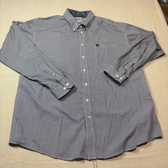Cinch Men’s Button Up Shirt Men’s Sz XL Long Sleeve Gray Black Diamond Square - Picture 2 of 5
